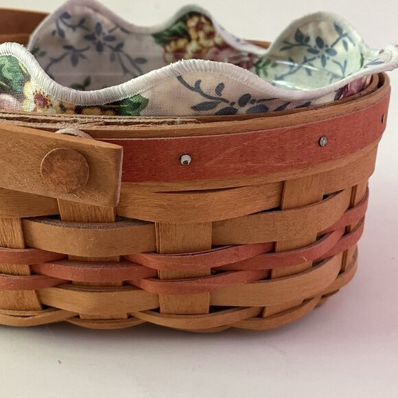 Longaberger 1999 Mothers Day Tea for Two Basket with Liner Protector Tie-On - Picture 14 of 16